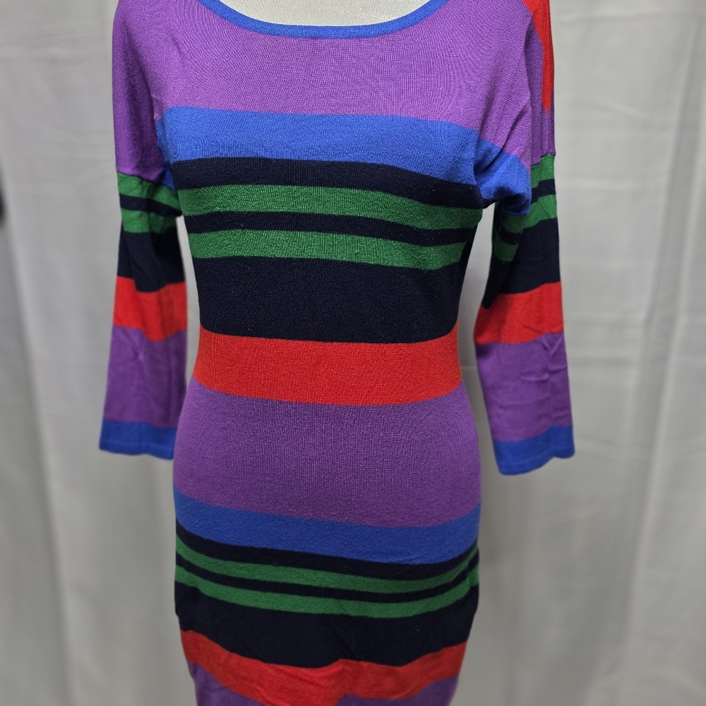 Derek Heart Multicolor Striped Long Sleeve Dress